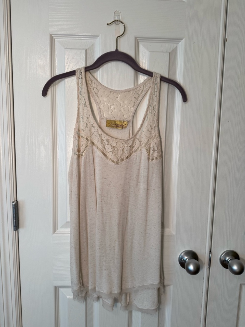 Delicate Lace Yoke Cream Tank